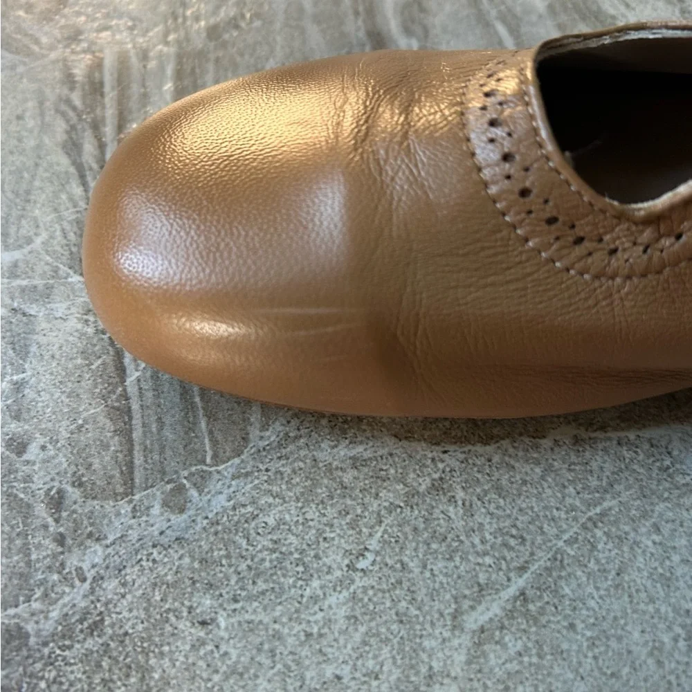 Papanatas Leather Camel Old School Mary Janes, Big Girls Size 38 EU Or 7 US